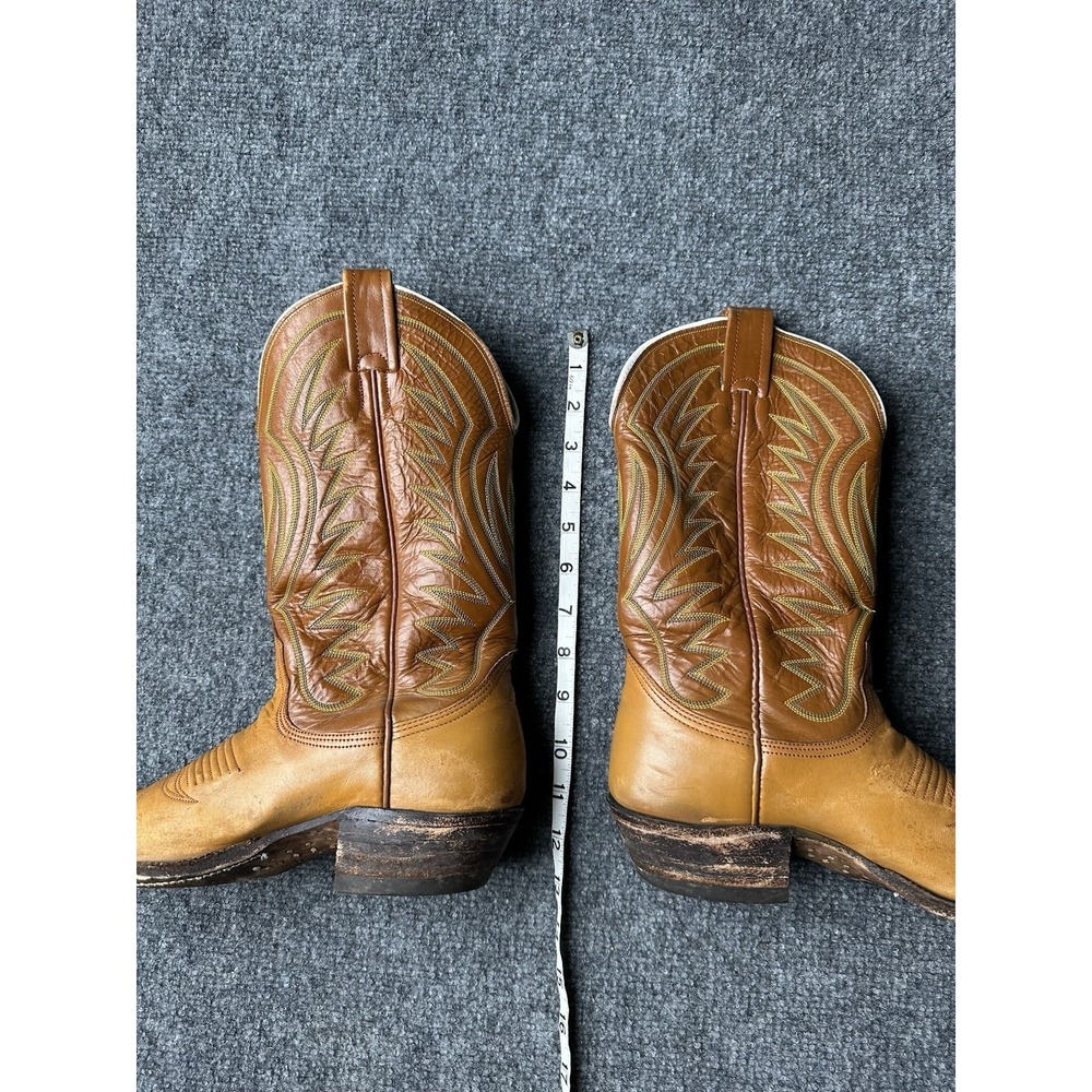 Mens Leather Nocona Cowboy Western Boots Brown L501 Made in USA, Size 7.5E - Picture 6 of 8